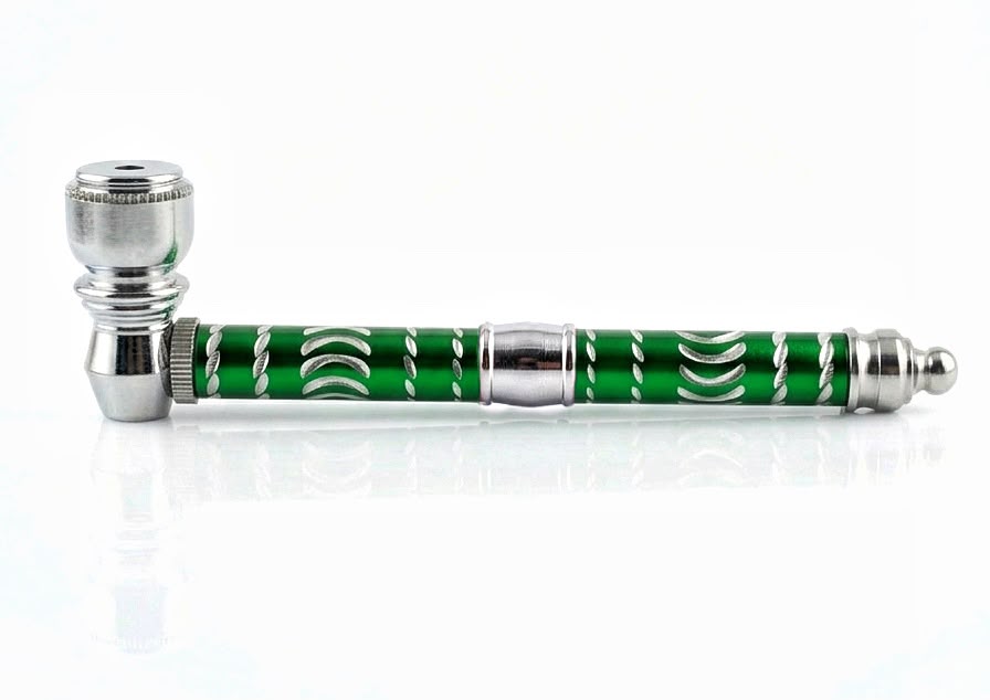 Green Engraved Metal Pipe